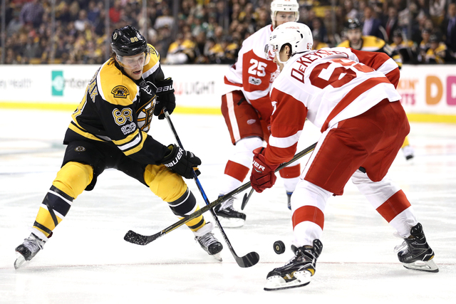 Bruins tie it late, beat Red Wings 3-2 in OT behind Marchand